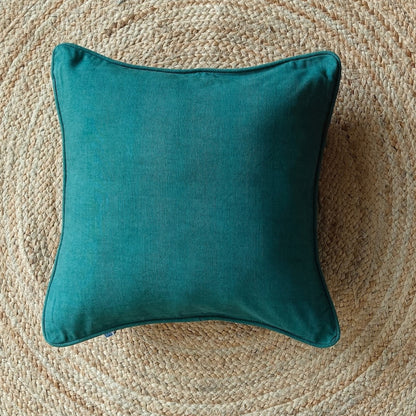 Solid Reversible Jade Green Cotton Cushion Cover Size 16"x16" Set of 2