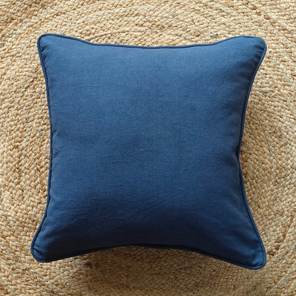Solid Reversible Magnetic Navy Blue Cotton Cushion Cover Size 16"x16" Set of 2
