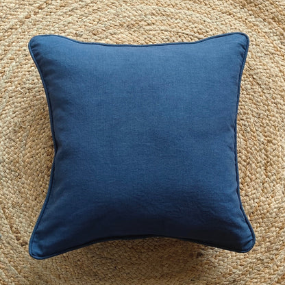 Solid Reversible Magnetic Navy Blue Cotton Cushion Cover Size 16"x16" Set of 2