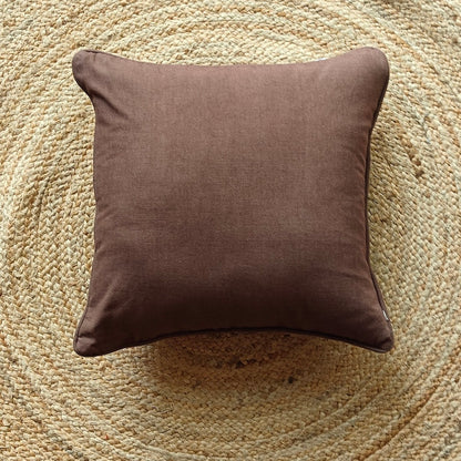 Solid Reversible Mocha Brown Cotton Cushion Cover Size 16"x16" Set of 2