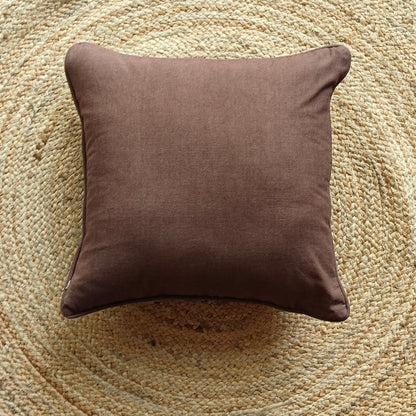 Solid Reversible Mocha Brown Cotton Cushion Cover Size 16"x16" Set of 2
