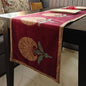 Decorative Blossom Print Maroon Velvet Table Runner 6 Seater Size 14" x 72"