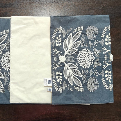 Moonlight Decorative Grey White Floral Embroidery Cotton Table Runner 6 Seater Size 14" x 72"