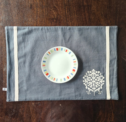 Moonlight Decorative Grey White Floral Embroidery Cotton Table Runner 6 Seater Size 14" x 72"