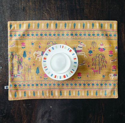 Decorative Design Printed Dull Mustard Polyester Table Runner 6 Seater Size 14"X72"