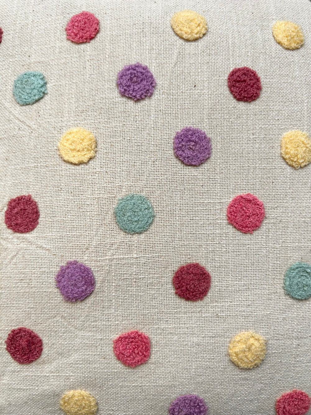 Hand Embroidery Pastel Pops Cream Cotton Slub Cushion Covers Size 16"x16" Set of 2