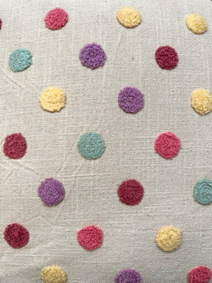 Hand Embroidery Pastel Pops Cream Cotton Slub Cushion Covers Size 16"x16" Set of 2