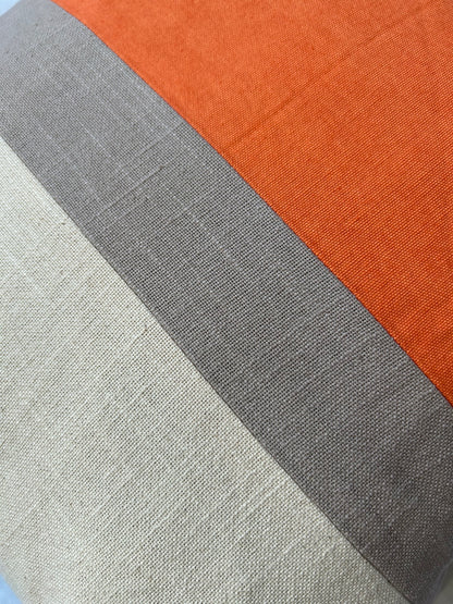 Bright Solid Mix and Match Orange and Cream Cotton Slub Cushion Cover Size 16"x16"