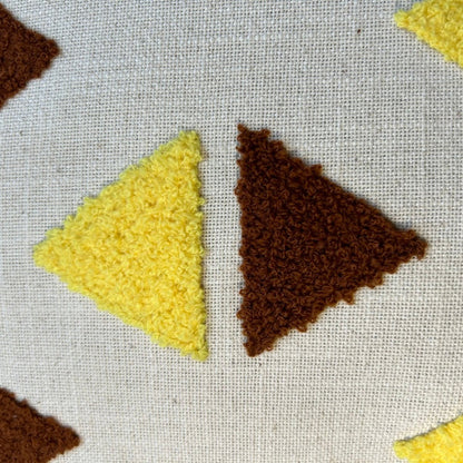 Hand Embroidery Aztec Triangle Cream Cotton Slub Cushion Covers Size 16"x16" Set of 2