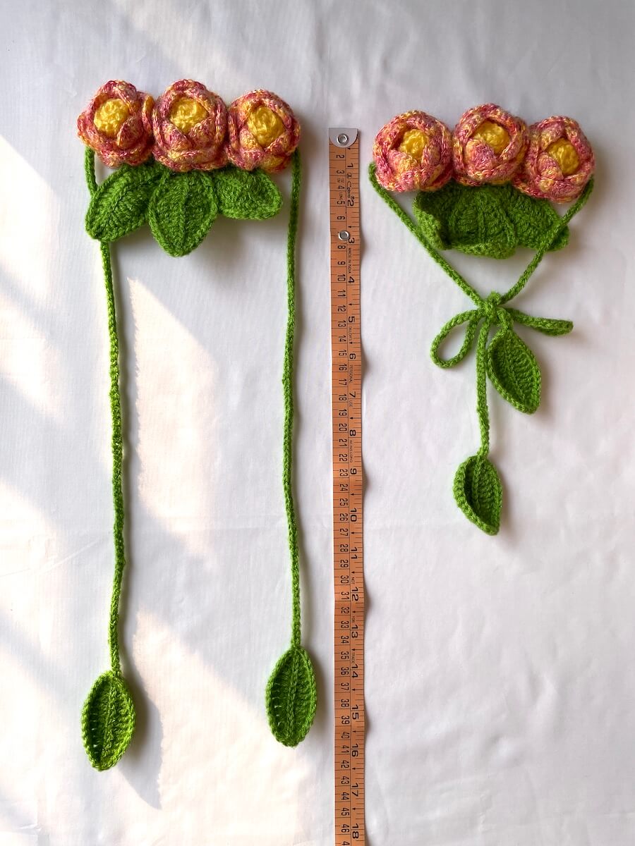 Hand Crafted Crochet Curtain Tiebacks Peach and Yellow