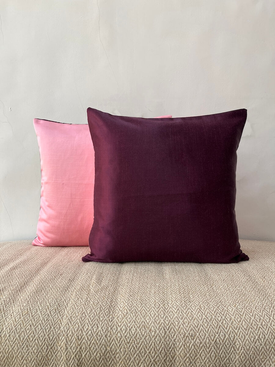 Premium Reversible Slub Silk Cushion Cover - 16” x 16”