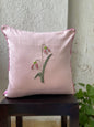 Floral Hand Embroidered Dupion Silk Cushion Cover Size 16"x16"
