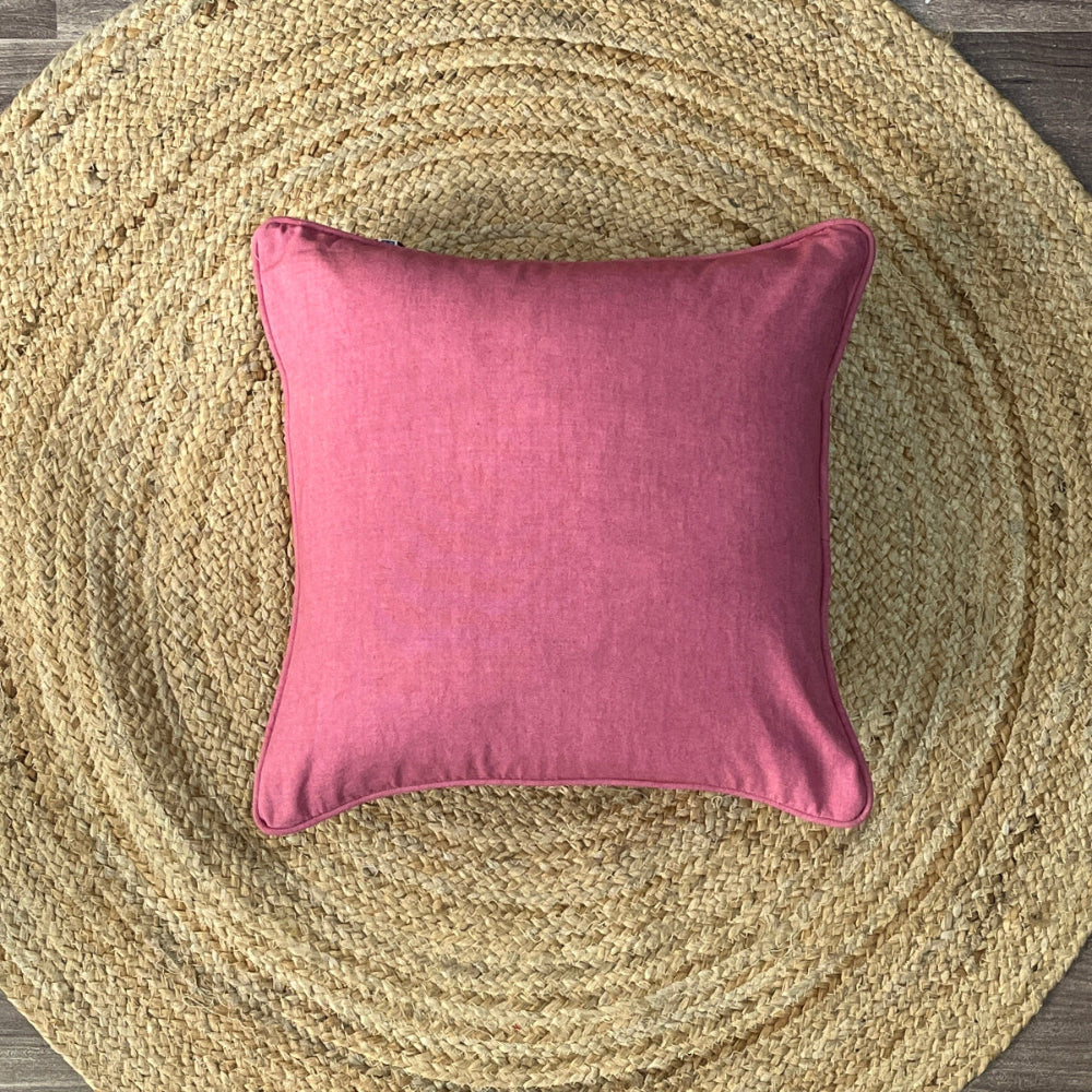 Solid Reversible Sweet Blush Pink Cotton Cushion Cover Size 16"x16" Set of 2