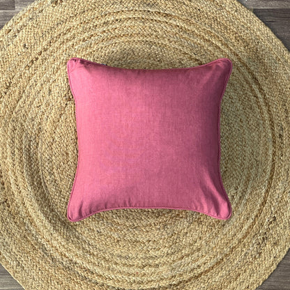Solid Reversible Sweet Blush Pink Cotton Cushion Cover Size 16"x16" Set of 2
