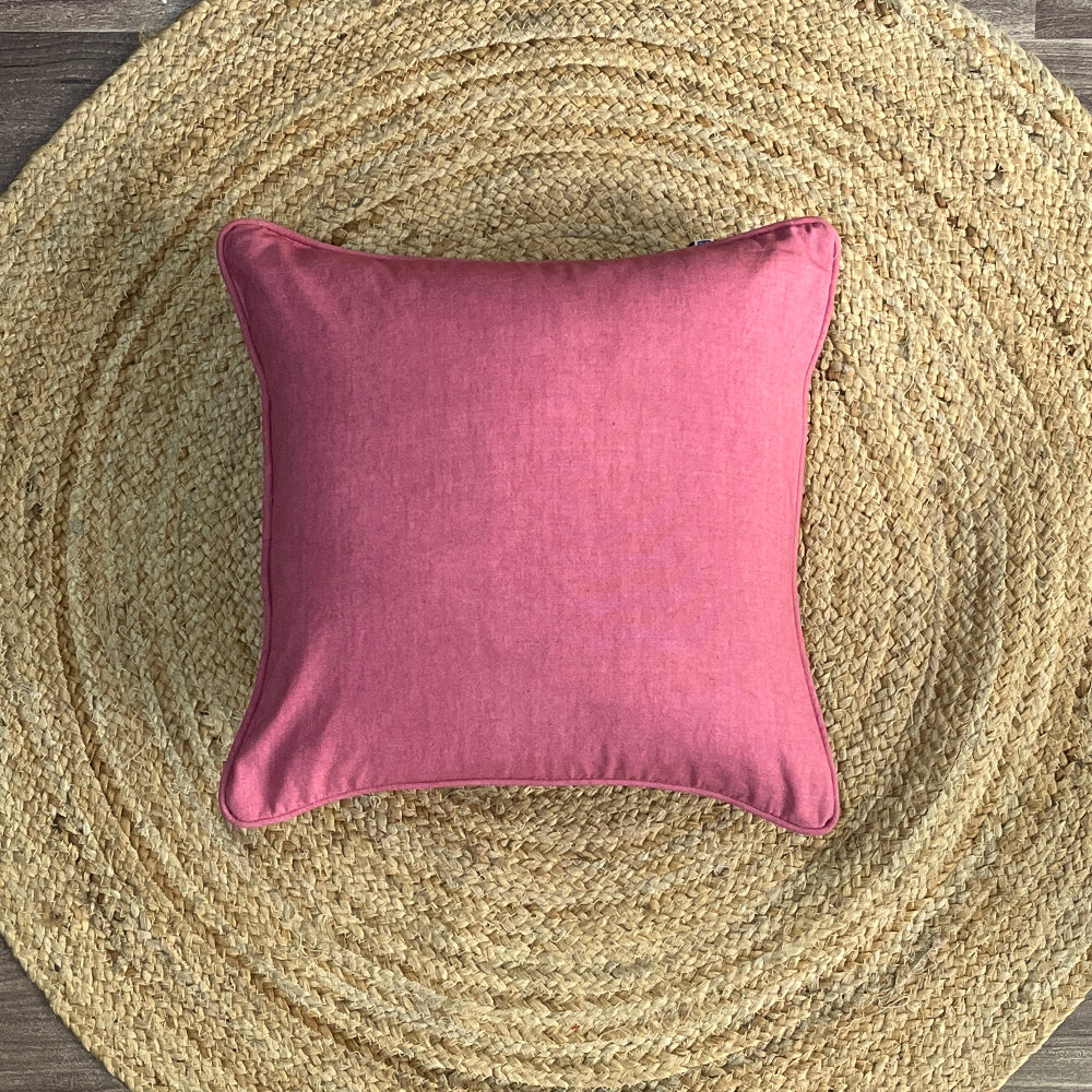 Solid Reversible Sweet Blush Pink Cotton Cushion Cover Size 16"x16" Set of 2