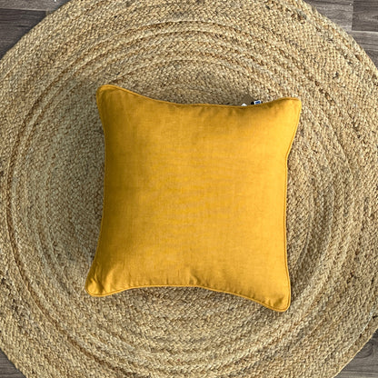 Solid Reversible Marigold Mustard  Cotton Cushion Cover Size 16"x16" Set of 2