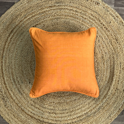 Solid Reversible Tangerine Orange Cotton Cushion Cover Size 16"x16" Set of 2