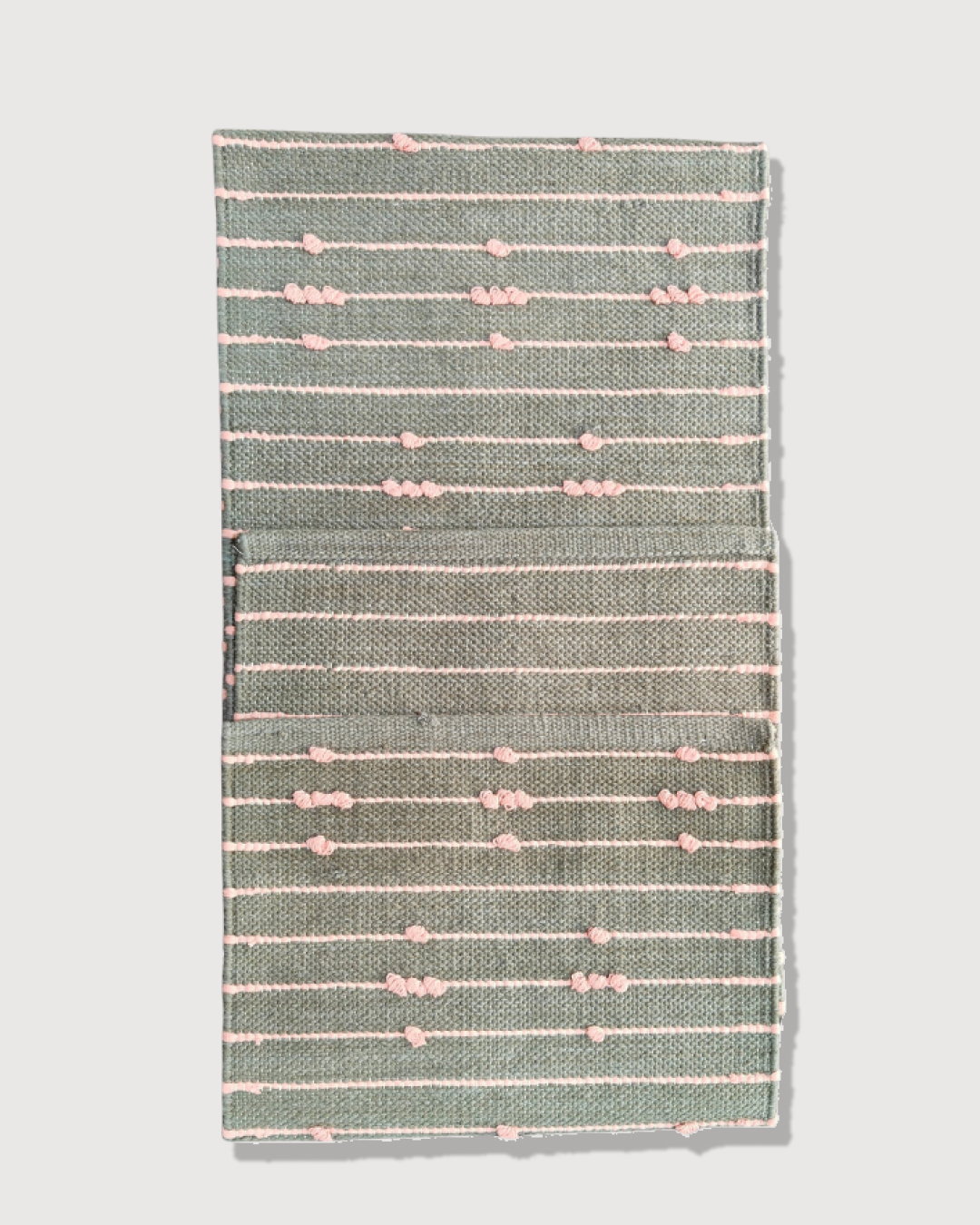 Handloom Cotton Table Runner 14” x 72” | Brown Table Runner with Pink Loop Detailing