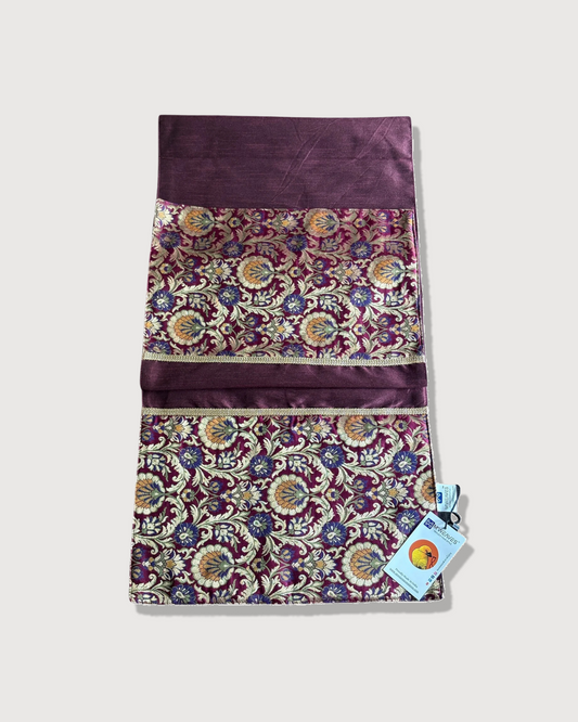 Rajwada Resham Brocade Traditional Festive Purple Wine Table Runner 14"x60"