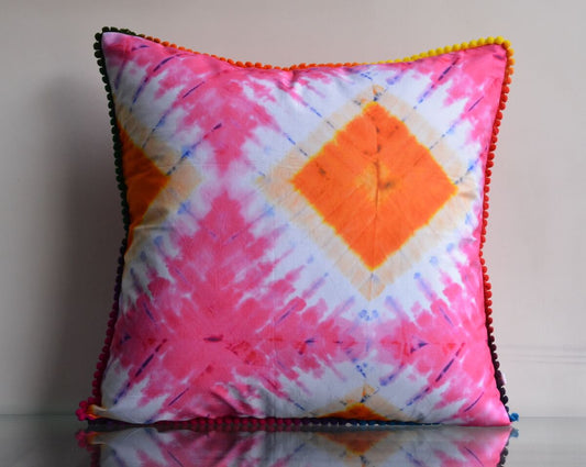 Tie Dye Bright Pink Colour Cotton Cushion Cover Size 16"x16"