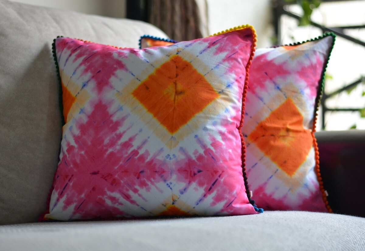 Tie Dye Bright Pink Colour Cotton Cushion Cover Size 16"x16"