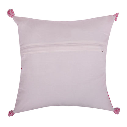 Handcrafted Tie Dye Pattern Pink Colour Cotton Cushion Cover Size- 16"x16"