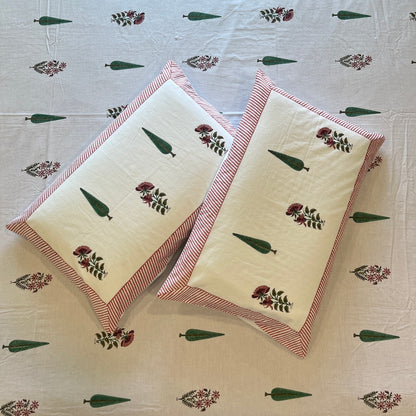 Hand Block Printed Vanira White Cotton Bedsheet King Size-90"x108"