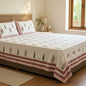 Hand Block Printed Vanira White Cotton Bedsheet King Size-90"x108"