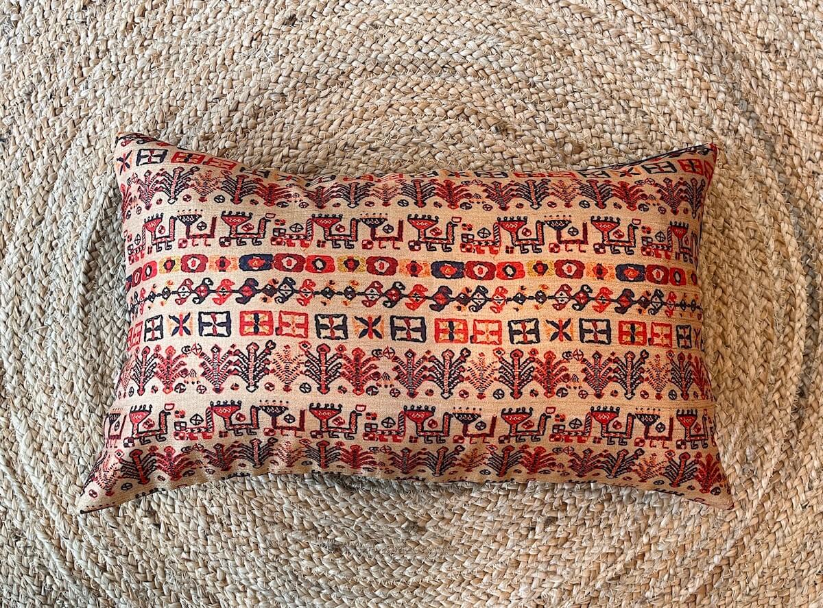 Classy Design Printed Khadi Silk Multicolour Cushion Cover - 20"x12" Size