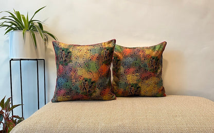 Classy Warli Design Printed Khadi Silk Multicolour Cushion Cover Size 16''x16''