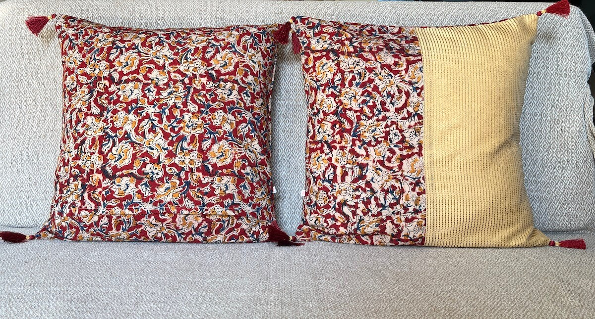 Kalamkari Mix N Match Maroon & Beige Colour Cushion Cover Size 16"x16"