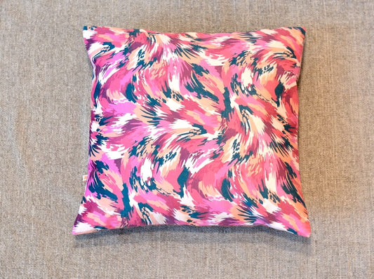 Vibrant Abstract Brush Stroke Printed Velvet Multicolour Cushion Cover - 16''x16'' Size