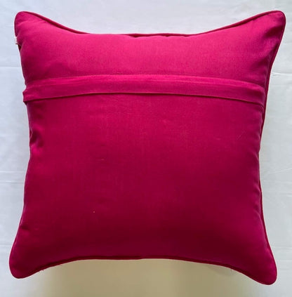 Floral Embroidered Fine Cotton Pink Color Cushion Cover  Size 16''x16"