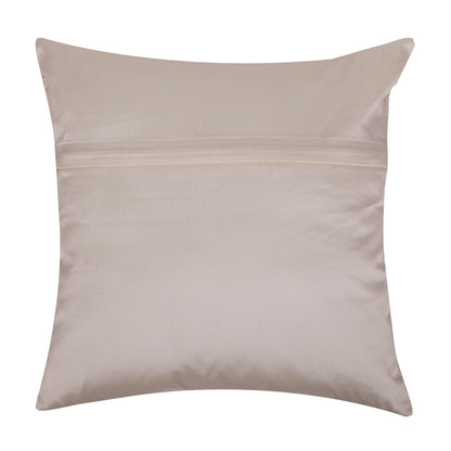 White Pearl Hand Embroidered Contemporary Dupion Silk Cream Cushion Cover Size 16"x16"