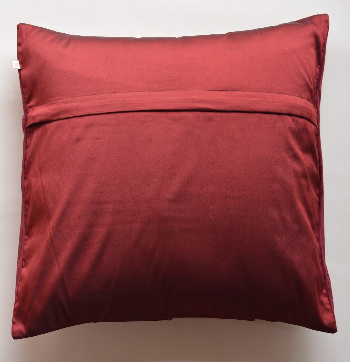 Designer Pleated Pattern Velvet & Cotton Printed Cushion Cover - Maroon, 16''x16'' Size