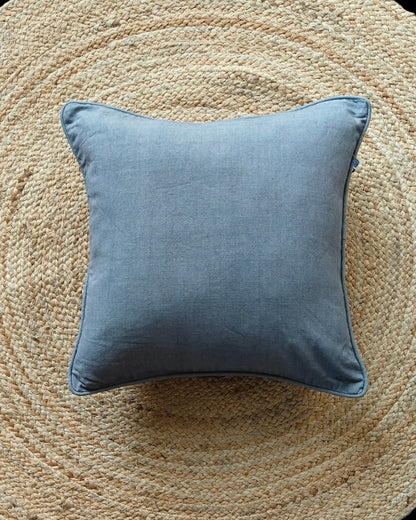 Solid Reversible Sage Grey Cotton Cushion Cover Size 16"x16" Set of 2