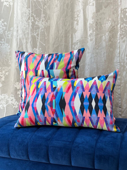 Reflecting Pattern Printed Soft Velvet Multicolour Cushion Cover Size 16"x16"