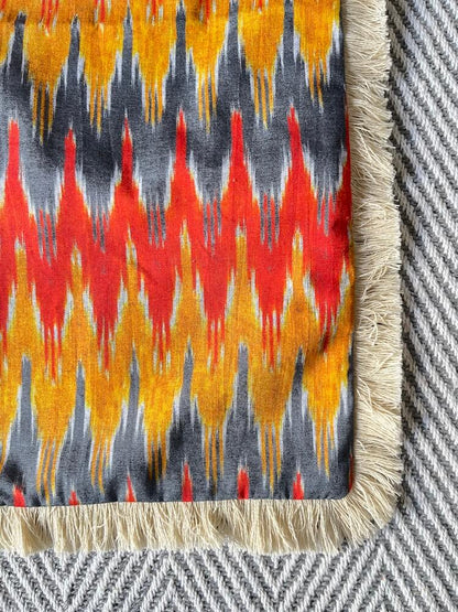 Ikat Printed Cotton Orange Colour Cushion Cover Size 16"x16"