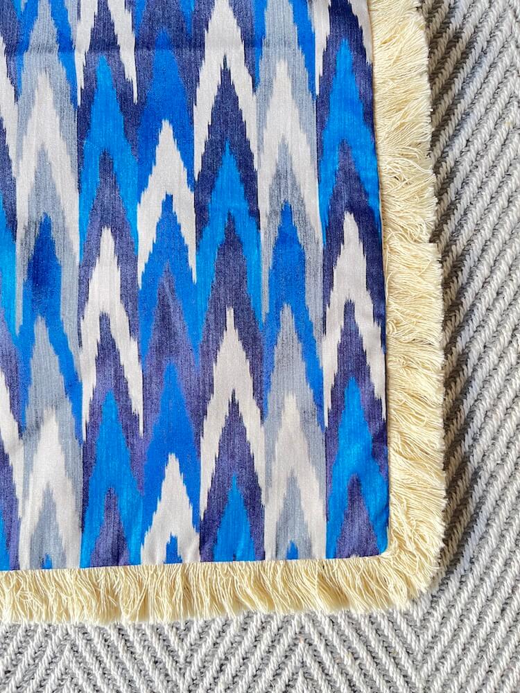 Ikat Design Printed Blue Colour Cushion Cover Size 16"x16"