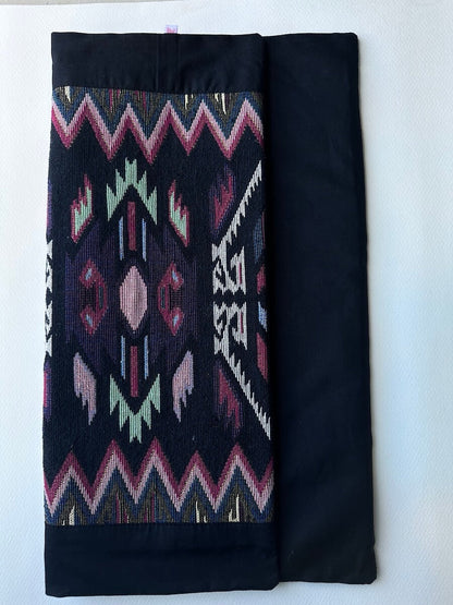 Aztec Pattern Cotton Handloom Black Cushion Cover Size 16"x16"